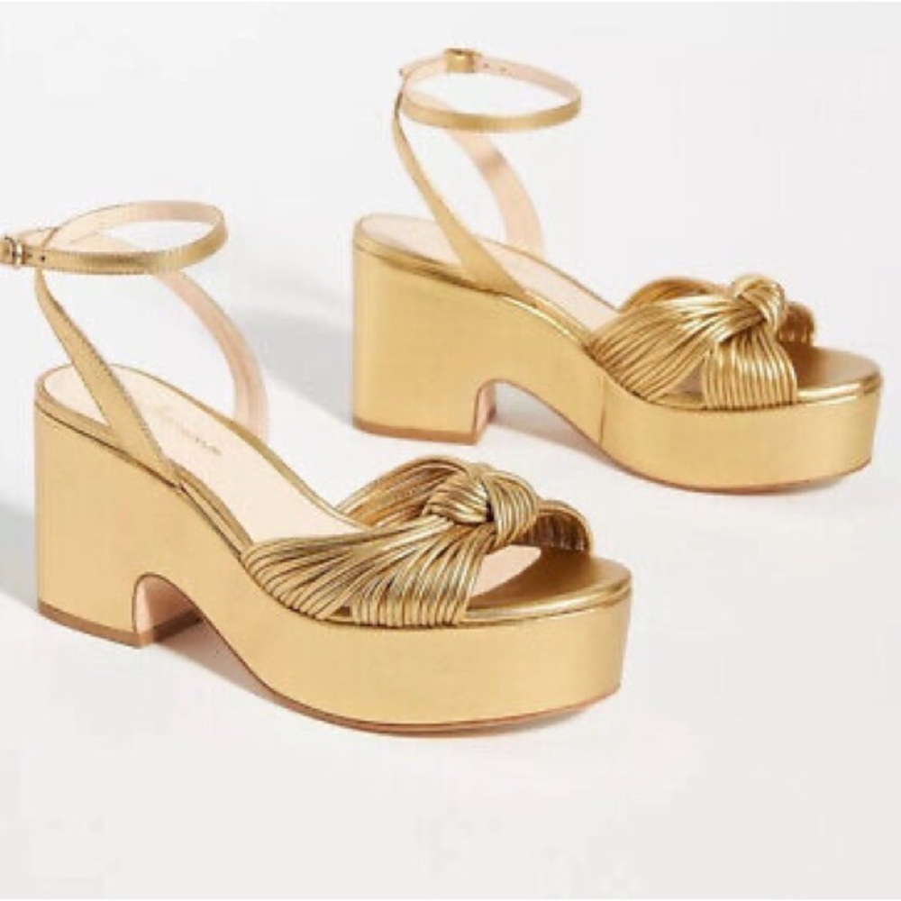Anthropologie Gold Platform Sandals